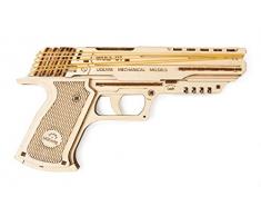 UGEARS Pistolet Wolf-01 en Bois à Assembler Model 2018 - Pistolet à Construire avec Elastiques – Model Mécanique pour Enfants et Adultes – Puzzle avec 62 Pieces à Assembler – sur et Ecologique