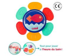 LUDI - Jouet de bain en forme de fleur. Coupelles gigognes percées qui laissent tomber la pluie en fines gouttes. Pour les enfants dès 10 mois. Une aide au développement de la dextérité - 40008