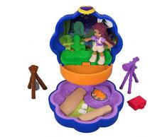 Polly Pocket Mini-Coffret bleu Shani Camping Aventure avec 1 mini-figurine et accessoires téléscope et trousse de secours, jouet enfant, FWN40