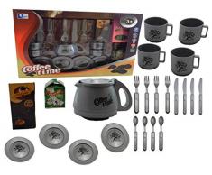 ALLKINDATHINGS Bt485745 Enfant Jouet 23 pièces Coffee Time Tasses Soucoupes Cuillères à thé Ensemble