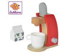 Eichhorn 100002489 Cafetière en bois avec tasse, boîte à lait et 1 tapis de café 4 pièces 12 x 18,5 x 20,5 cm - version allemande