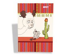 NICI 42314 Wild Friends Cahier à carreaux Motif feuilles avec inscription en allemand Die Alpaka Elli Paka et vos petits amis de lavion Yippie-Ya-Joe. Laspect tendance des blocs est complété par une structure à léthnom. , multicolore, DIN A6.