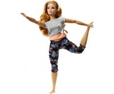 Barbie Made to Move poupée articulée Fitness ultra flexible rousse, legging à fleurs bleues et 22 points darticulations, jouet pour enfant, FTG84
