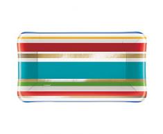 Unique Party 51315 Feuille Diamant Mise en Bouche Assiettes en Papier rayées (Lot de 8)