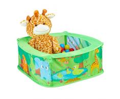 Relaxdays, vert Piscine, 50 balles, tente jeu, boules, Pop up intérieur jungle animaux HxlxP: 29 x 80 x 80 cm, 10028881