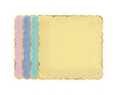 Amscan International 430843 Amscan Lot de 8 assiettes en papier à bords festonnés pastel métallisé 25 cm