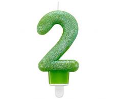 amscan Bougie danniversaire Numéro 2 Paillettes 9900763 7,6 cm