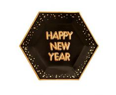 Neviti Glitz & Glamour-Plate-Large-Black & Gold-Happy New Year Assiettes en carton 773154