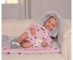 Poupée Guca - Poupée bébé Triana 38 cm avec Fourrure Rose ERIZOS, Ourlet et Couverture de Cheveux avec Chaussures Roses Reborn, Multicolore (904)