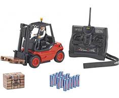 Carson 500907093 Agrafeuse à Fourche 2,4 G 100 % RTR, véhicule Utilitaire, échelle 1:14, lumière et Fonctions sonores, Piles émettrices, télécommande 2,4 GHz