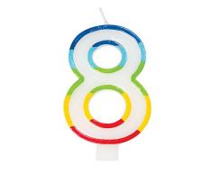 Unique Party 19948 Bougie danniversaire Motif bordure arc-en-ciel Numéro 8
