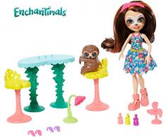 enchantimals Coffret ​la Manucure du Paresseux, Mini-poupée Sela et Figurine Animale Treebody, Accessoires inclus, Jouet pour Enfant, Gfn54