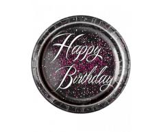 Unique Party Glitz Rose Foil Anniversaire Papier Assiettes, Lot de 8