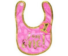 Amscan International 430584 Accessoire de Costume, Bavoir Tissu 1st Birtday Rose