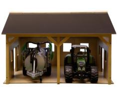 Kids Globe - 610338 - Maquette - Bâtiment de ferme en bois pour 2 tracteurs - Echelle 1:16