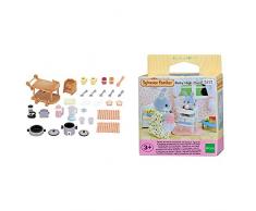 SYLVANIAN FAMILIES - 5090 - Mobilier De Poupée - Batterie De Cuisine & Baby High Chair Families Chaise Haute pour Bébé, 5221, Pas de Variations