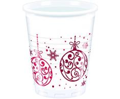 Procos PR89345 Verre en plastique Motif boules de Noël Multicolore 200 ml