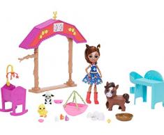 Enchantimals Coffret La Nurserie de la Ferme, Mini-poupée Haydie Jument, Figurine Animale Trotteur et + de 10 accessoires, jouet enfant, GJX23