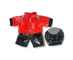 Build your Bears Wardrobe Construire Votre Ours Armoire 38 Moteur Biker Costume Ours en Peluche vêtements pour Construction Ours Teddy (Rouge/Noir)