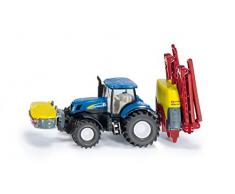 SIKU 1799, Tracteur New Holland avec pulvérisateur Kverneland, 1:87, Métal/plastique, Bleu, Rampe repliable