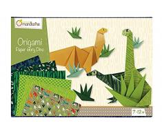 Avenue Mandarine KC040O - Une boite créative Origami Initiation Dino comprenant 40 feuilles de papier origami, une planche de stickers et 10 modèles de pliage