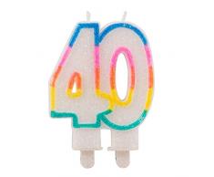 Bougies à Paillettes 40 ans avec 2 Supports