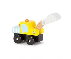 Small Foot- Véhicule Jouet Pelle mécanique en Bois, certifié 100% FSC, Format adapté aux Enfants, avec Rouleau maniable, 11140, Multicolore