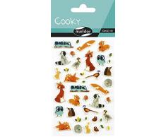 Maildor CY081O - Un sachet de gommettes 3D Cooky 1 planche 7,5x12cm, Animaux de la forêt (40 stickers)