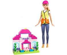 Barbie Coffret Construction poupée et briques Mega Bloks, jouet pour enfant, FCP76