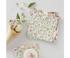 Ginger Ray Lot de 16 serviettes de table en papier avec motif floral et or rose Multicolore