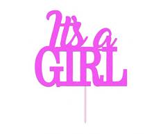 Forum Novelties- Diamond Cake Topper Light Pink Its a Girl Décoration pour gâteau, SK98478, Rose