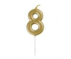 Unique Party 19958 Mini bougie danniversaire numéro 8 Doré