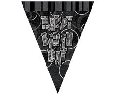 Unique Party - 90798 - Guirlande Fanions dAnniversaire - 2,7 m - Noir Glitz