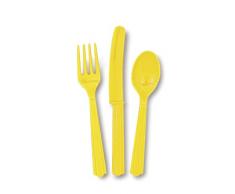 Unique Party - 30299 - Lot de Couverts en Plastique pour 6 personnes - Jaune