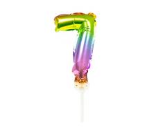 Folat 63067 feuille daluminium pour décoration de gâteau en forme de ballon arc-en-ciel numéro 7-13cm, multicolore