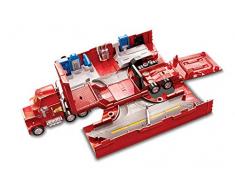 Disney Pixar Cars véhicule Camion Transporteur Mack rouge avec différentes zones de jeu pour voitures, jouet pour enfant, FTT93