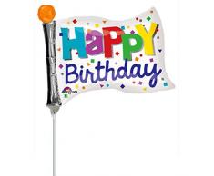 Anagram 7A3458502 Ballon en Aluminium Motif Minihape 25 x 20 cm Drapeau Happy Birthday-Si gonflement à lair Multicolore