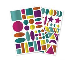 Maildor AE167C - Un sachet de gommettes Baby 6 planches 14,8x21 cm, Motifs géométriques métallisés assortis (282 stickers)