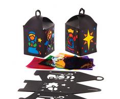 Baker Ross Kits de lanternes sur la Nativité à Effet vitrail (Paquet de 4) - Loisirs créatifs de Noël pour Enfants