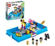 LEGO Disney Princess, Les aventures de Mulan dans un livre de contes avec figurine Khan le cheval, Étui de jeu de voyage portable, 122 pièces, 43174