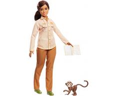 Barbie Métiers National Geographic poupée Protectrice de lEnvironnement et Figurine Singe, Jouet pour Enfant, GDM48