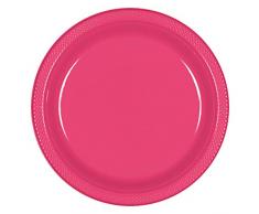 Amscan International 552285-103 Amscan Lot de 10 assiettes en plastique Rose vif 22,8 cm