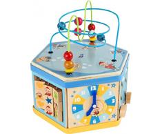 small foot 10433 Cube de motricité Marchand de sable, avec jeu de forme, jeu à pousser, boîte à musique et circuit de motricité, à partir de 1 an