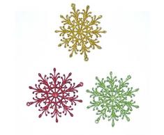 Gifts 4 All Occasions Limited Shatchi Lot de 3 flocons de neige à paillettes pour sapin de Noël Décoration à suspendre Multicolore