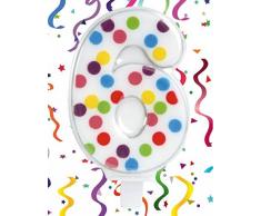 Guirca Bougie Chiffre 6 à Pois Idéal pour décoration gâteau - 6,5 cm