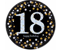 amscan 9900557 26 cm Or Celebration 18e Prismatic Assiettes en Papier