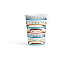 amscan 9904135 Lot de 8 gobelets en Papier Motif Tepee & Tomahawk Multicolore 250 ML