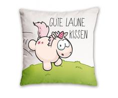 NICI 41249.0 – Licorne Theodor Coussin Bonne Humeur Coussin Coton Imprimé, 37 x 37 cm