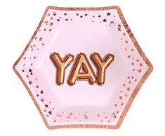 Neviti- Glitz and Glamour Yum Assiettes en carton, 773291, Pink/Rose Gold, petit