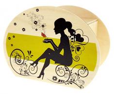 Hess 15232 Tirelire en Bois avec clés, Elfe et cœur, Cadeau danniversaire ou dautres Occasions Env. 11,5 x 8,5 x 6,5 cm, Multicolore